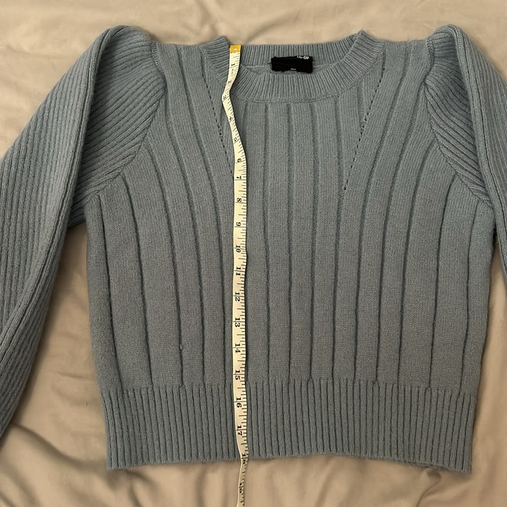Blue Ribbed Women's Sweater - Picture 7 of 8